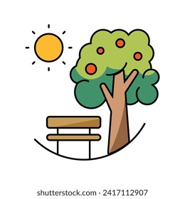 Tree with sun icon design illustration. Vector design