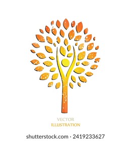 Tree. Sun Sunburst Pattern. Sunbeam ray pattern sunburst background. Bright yellow, blue, red, orange, green color explosive background. Environmentally friendly world. Vector. 