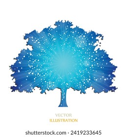 Tree. Sun Sunburst Pattern. Sunbeam ray pattern sunburst background. Bright yellow, blue, red, orange, green color explosive background. Environmentally friendly world. Vector. 