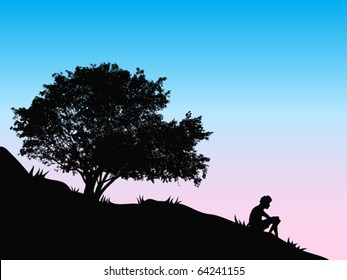tree at sunset