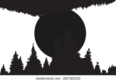 tree and sunset clip art black and white vector format