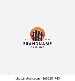 Tree sunset logo template - vector