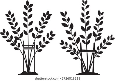 La Asistencia de los árboles establece el crecimiento de las plantas. Plantas y conceptos de jardinería ilustración Asistencia