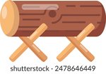 Tree Supported on Both End for Bucking concept, Making Ready for Crosscut vector color icon design, timber and lumber Symbol, forest Deforestation products Sign,mill yard saw works stock illustration