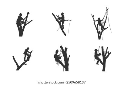 Tree surgeon working silhouette, Tree surgeon silhouette, Tree surgeon vector, Tree services silhouette