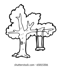 tree with swing cartoon