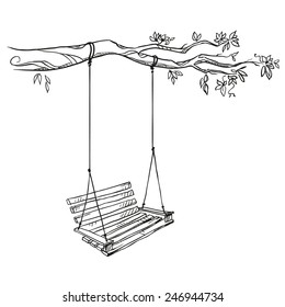 Free tree swing  Vector Art