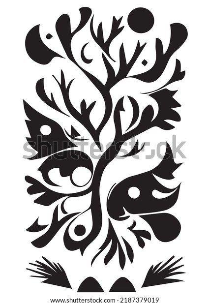 Tree Swirl Symbol Ink Printing Stock Vector Royalty Free 2187379019 Shutterstock 