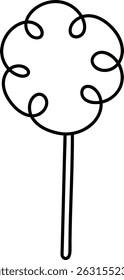A tree with swirling branches in a minimalist line style. Curved lines form a unique tree shape on a plain background. Cartoon vector illustration.