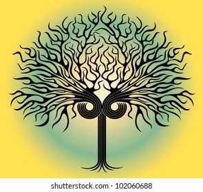 tree swirly structure design vector