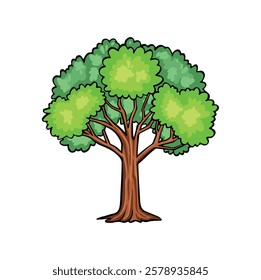 Tree symbol colored isolated hand drawn vector