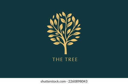 Baumsymbol, Symboldesign. Natur, Baumgrafik, Logo-Konzept. Luxus, moderner und minimalistischer Stil