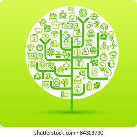 Tree symbol made from small eco,bio,natural icons