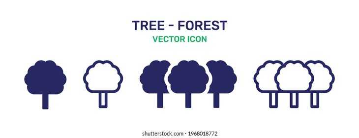 Tree symbol vector set isolated on white background illustration.