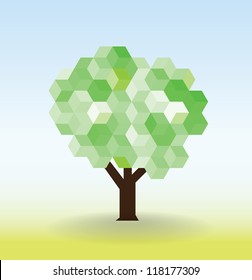 tree symbolic picture created from colour cubes - illustration