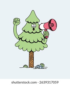 tree talk retro cartoon illustration