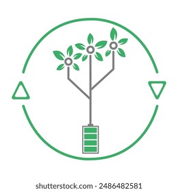 Tree tech eco recycle icon. Electronic Green Nerve Neuron Tree Circuit Board Design vector. Ecologic food stamps. Organic natural food labels. Premium Vector. Design for symbol business, poster, etc.