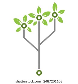 Tree tech eco recycle icon. Electronic Green Nerve Neuron Tree Circuit Board Design vector. Ecologic food stamps. Organic natural food labels. Premium Vector. Design for symbol business, poster, etc.