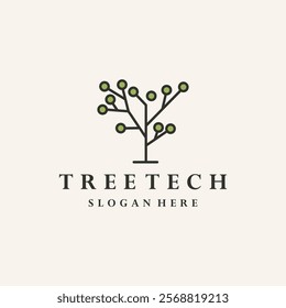 Tree tech electrical circuit digital logo vector icon