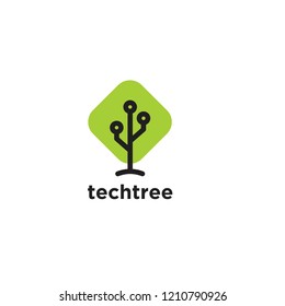 tree tech green logo icon designs vector