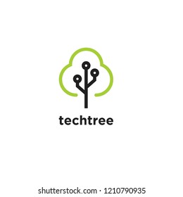 Tree Tech Green Logo Icon Designs Vector