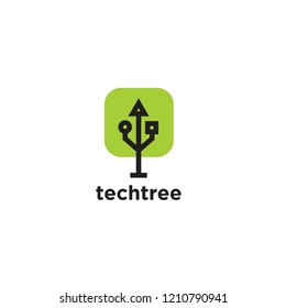 tree tech green logo icon designs vector