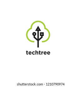 tree tech green logo icon designs vector