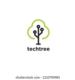 tree tech green logo icon designs vector