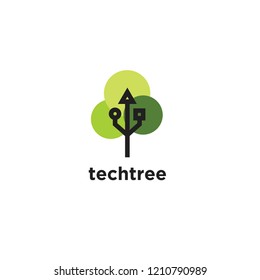 tree tech green logo icon designs vector