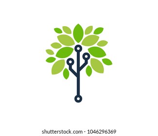 Tree Tech Icon Logo Design Element