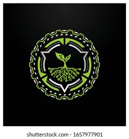 Tree tech line icon. plant. leaf, circuit board, Agriculture technology concept. can be used for topics like nature, ecology, computer science.