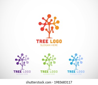 tree tech logo creative connect system design template color