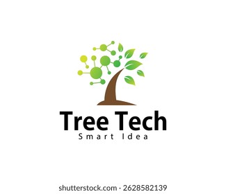 tree tech logo creative design concept nature innovation science