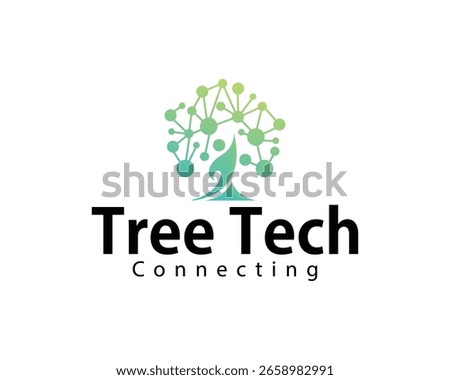 tree tech logo creative design concept connect digital science innovation
