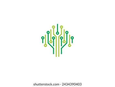 tree tech logo. creative digital connection symbol icon design