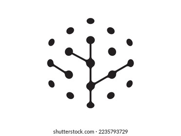 tree tech logo. creative hexagon digital connect icon vector design.