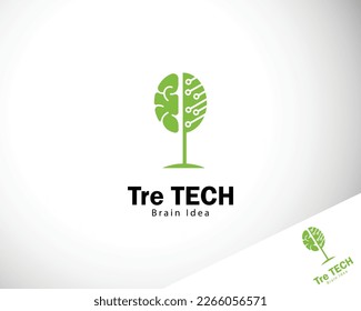 tree tech logo creative network brain smart innovation icon design connect network business