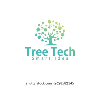 Tree tech logo creative smart brain connect digital molecule science design business