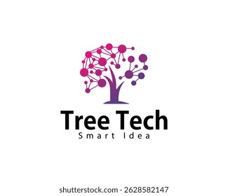 Tree tech logo creative smart brain connect digital molecule science design business