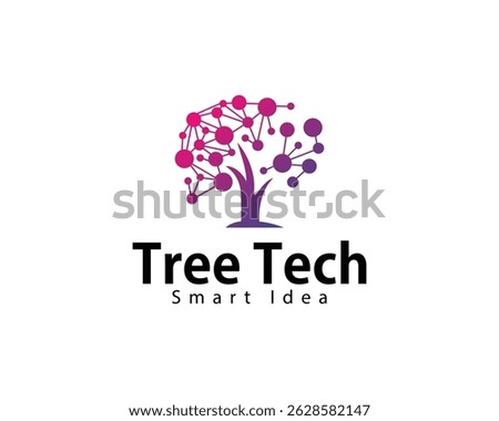 Tree tech logo creative smart brain connect digital molecule science design business