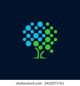 plantilla gráfica de diseño de logotipo de tecnología de árbol
