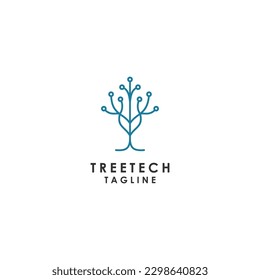 Tree tech logo design icon vector