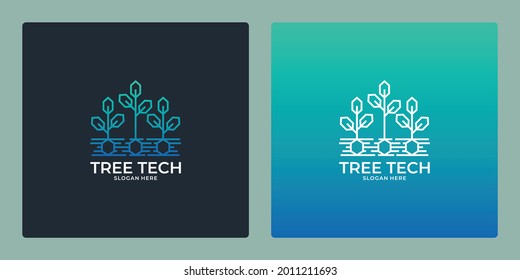 tree tech logo design template for your company technology