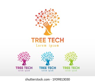 tree tech logo digital tree care tree creative full color