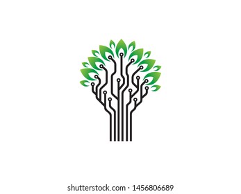 Tree Tech Logo Template Design Vector. Icon. Symbol. Emblem.