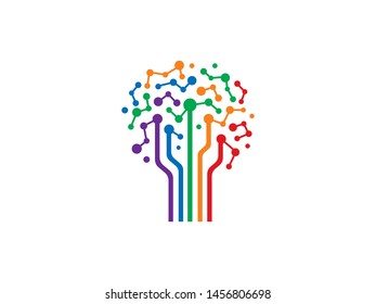 Tree Tech Logo Template Design Vector. Icon. Symbol. Emblem.