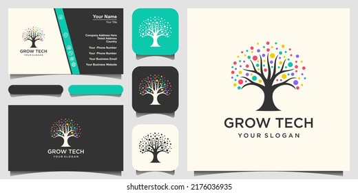 Tree Tech Logo Template Design.