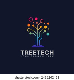 tree tech logo vector design