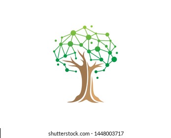 Tree Tech Or Tree Science Logo Template Design Vector, Emblem, Design Concept, Creative Symbol, Icon