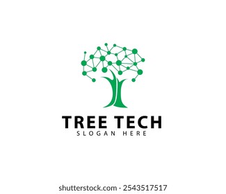 Tree Tech or Tree Science Logo Template Design Vector, Emblem, Design Concept, Creative Symbol, Icon